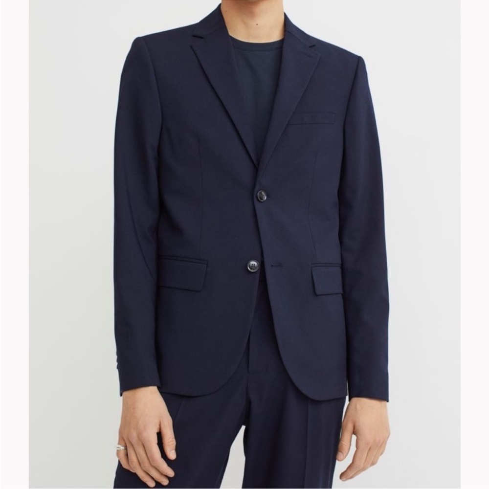 H&M Men’s Pinstripe Blazer Blue Size 36R